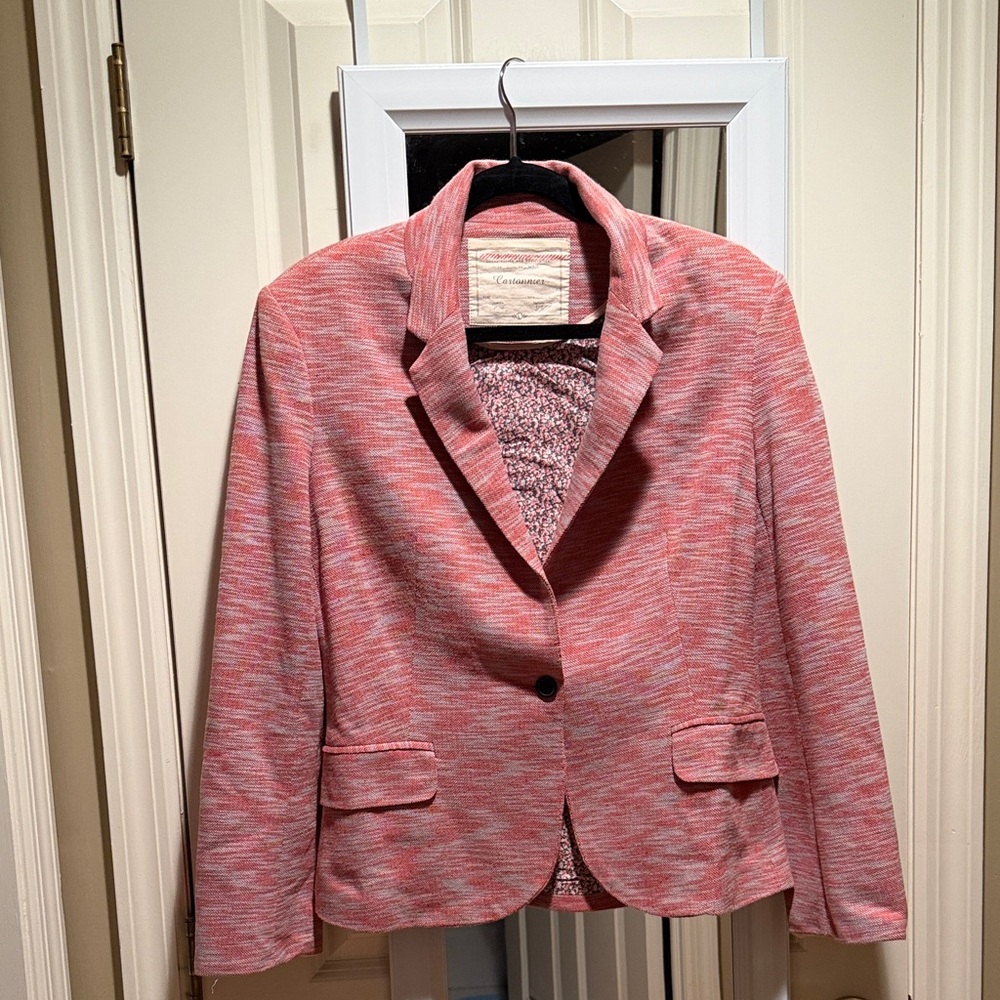 Anthropologie Pink Textured Blazer